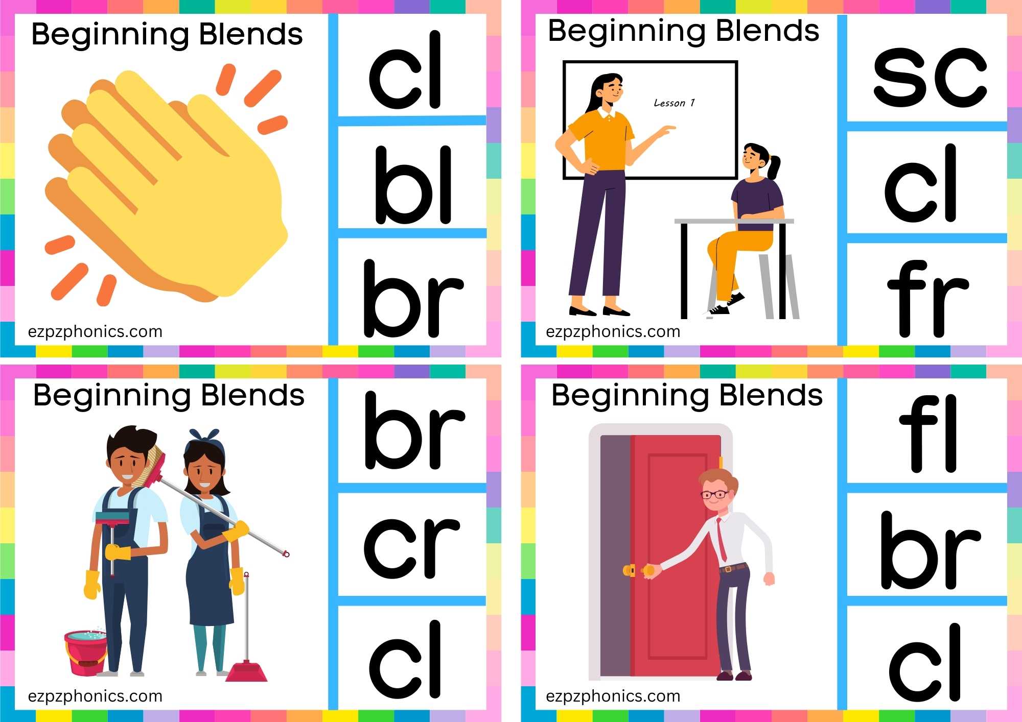 CL Beginning Blends Clip Cards Look At The Images And Clip The Correct Letters Set 1